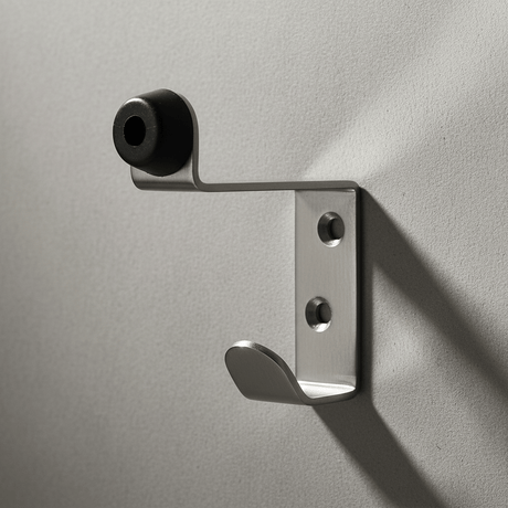 Union Door Hardware & Accessories Union Stainless Steel Buffered Door Coat Hook with Integrated Door Stop - CH-39-SSS