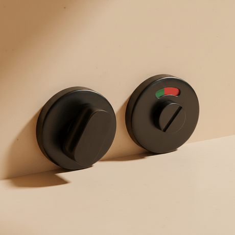 Union Door Hardware & Accessories Union Toilet Indicator & Thumbturn Set with Emergency Release | Black & Satin
