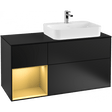 Villeroy & Boch Bathroom Vanity & Cabinets Villeroy & Boch Finion LED Vanity Unit With 3 Pull-Out Compartments for Countertop Basin, Matt Black/Matt Gold - G392HFPD