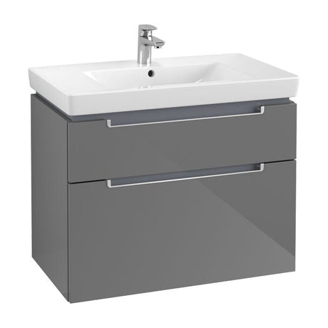 Villeroy & Boch Bathroom Vanity & Cabinets Villeroy & Boch Subway 2.0 Vanity Unit with Countertop Basin in Glossy Grey, 800mm