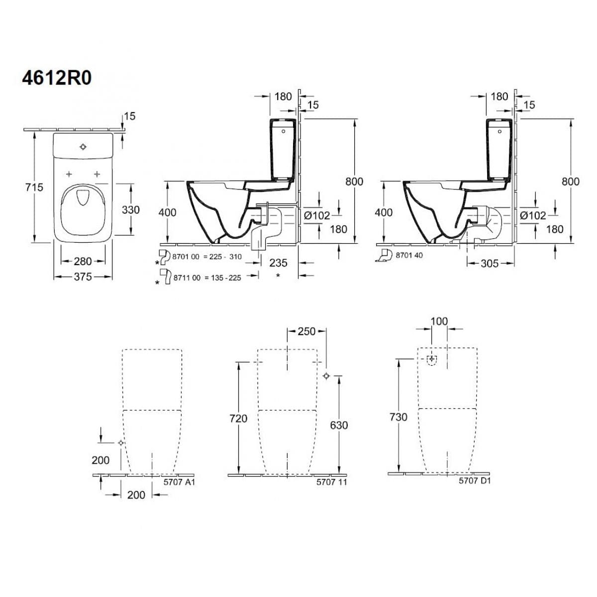 Villeroy & Boch Toilet & Urinal Villeroy & Boch Venticello Washdown Toilet for close-coupled WC-suite, Rimless, Floor-standing, with DirectFlush, White Alpin