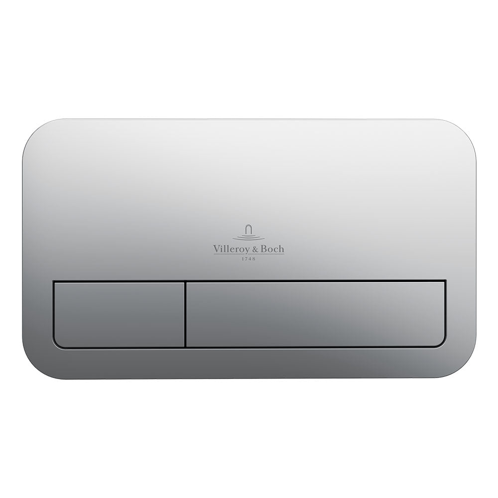 Villeroy & Boch Bathroom Accessories Villeroy & Boch ViConnect Rectangular Brushed Chrome Dual Flush Plate - 92249069