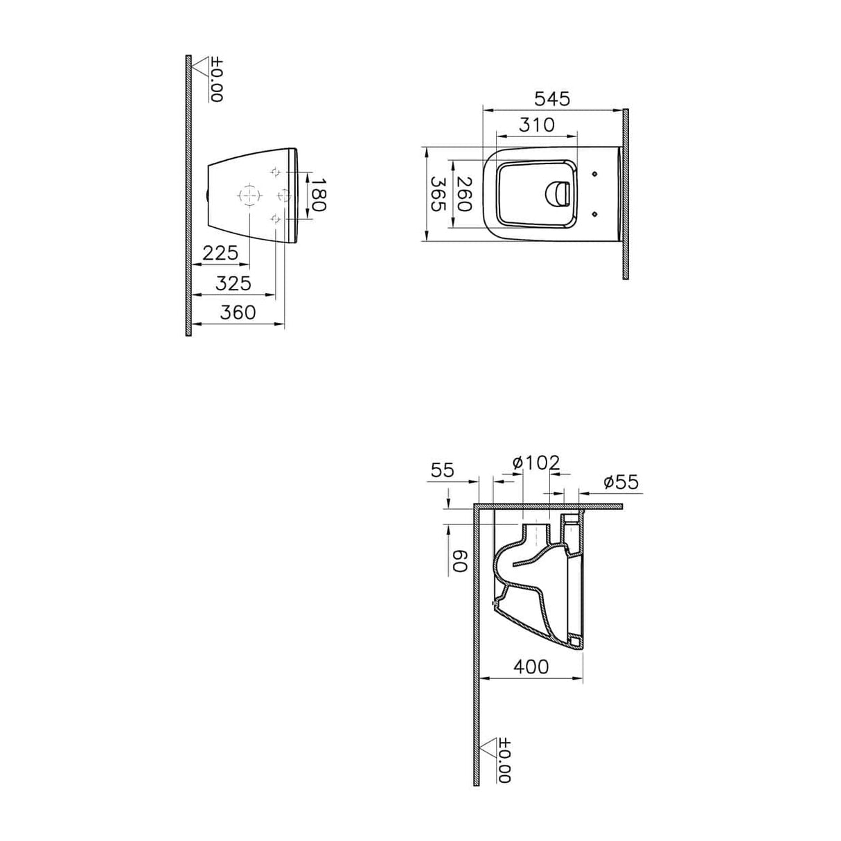 Vitra Toilet & Urinal Vitra Integra Square Wall Hung Water Closet - 7081B003-0075