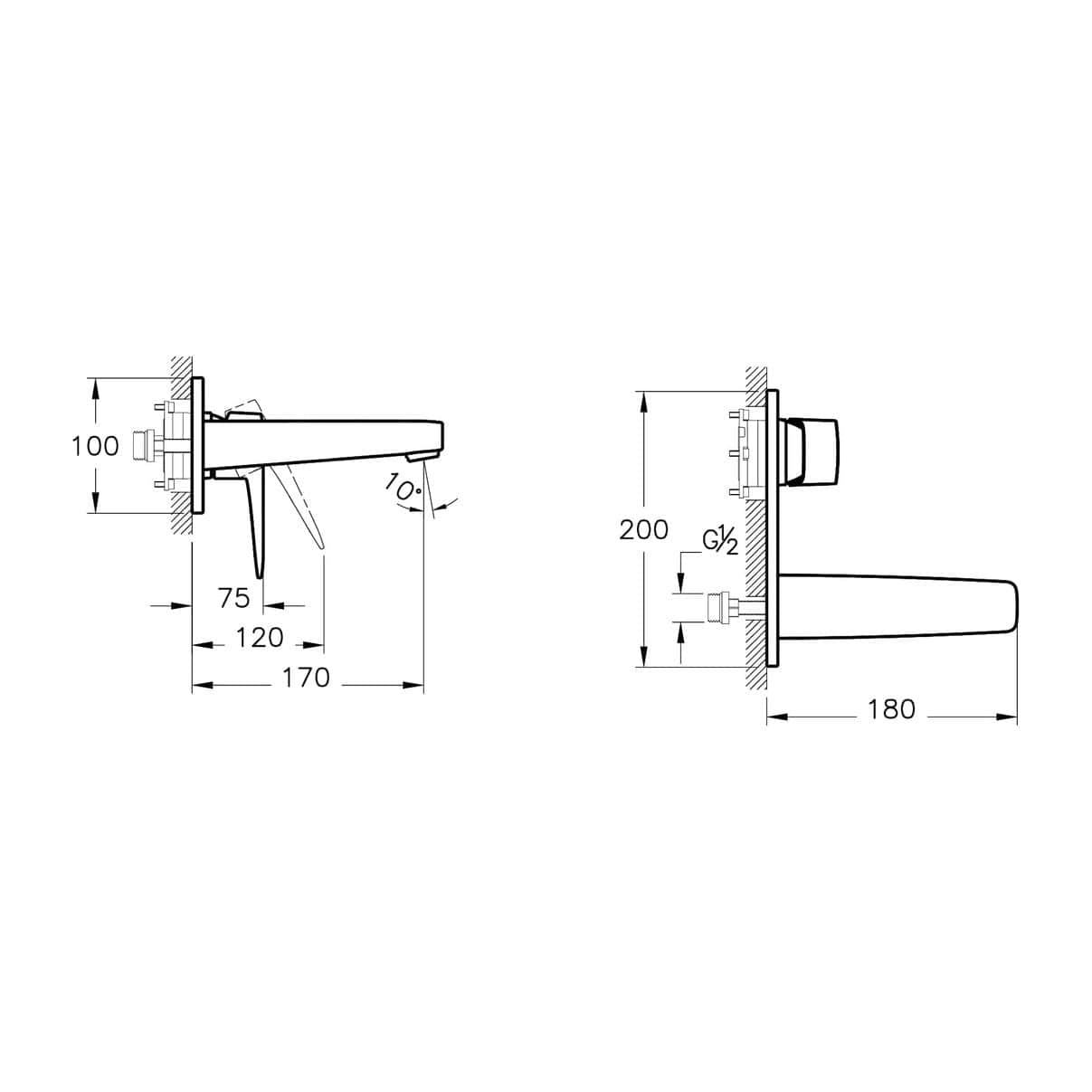 Vitra Bathroom Faucet Vitra Root Square Built-in Basin Mixer - A42738EXP