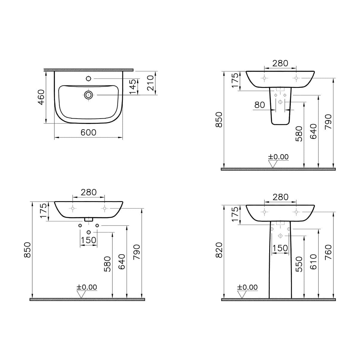 Vitra Bathroom Sink Vitra S20 Standard Washbasin - 5503L003-0001