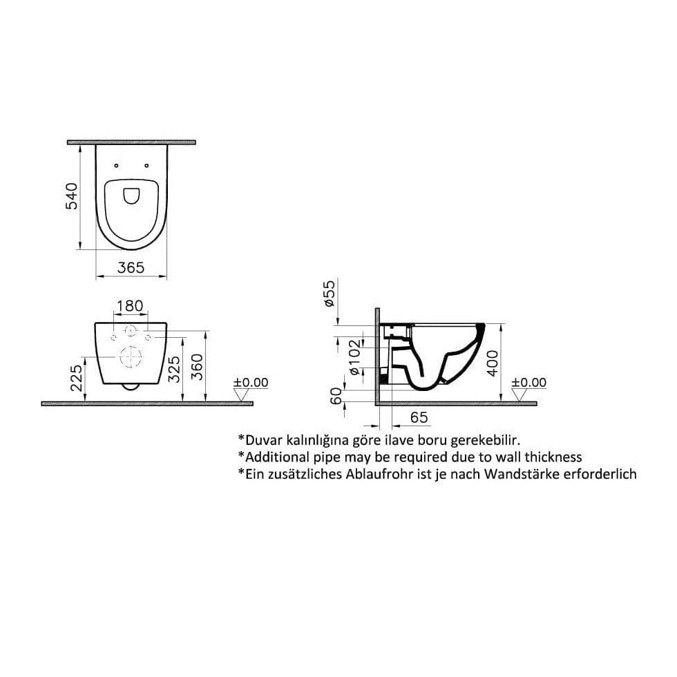 Vitra Toilet & Urinal Vitra Sento Rim-Ex Wall Hung Water Closet - 7748B003-0075