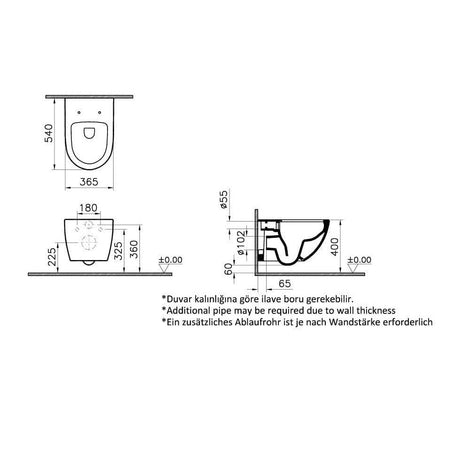 Vitra Toilet & Urinal Vitra Sento Rim-Ex Wall Hung Water Closet - 7748B003-0075