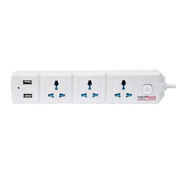 Voltplus Power Management & Protection Voltplus 3-Way Extension Socket with USB - VP-3W2M1SU