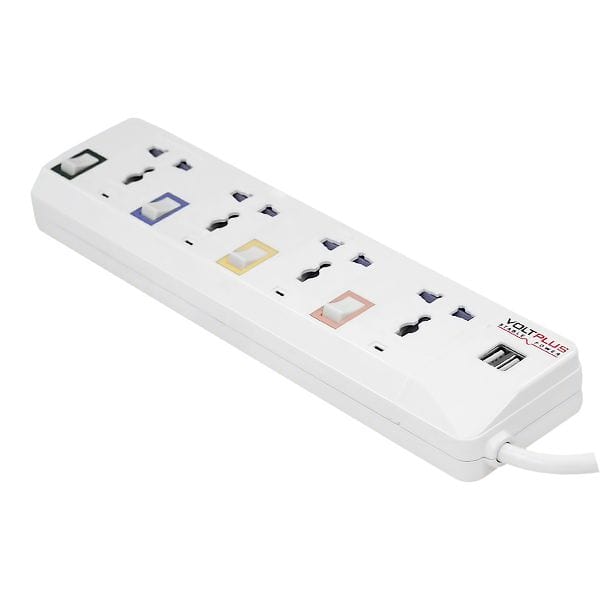 Voltplus Power Management & Protection Voltplus 4-Way Extension Socket 2M with Switches and USB Slot