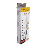 Voltplus Power Management & Protection Voltplus 4-Way Extension Socket 2M with Switches and USB Slot