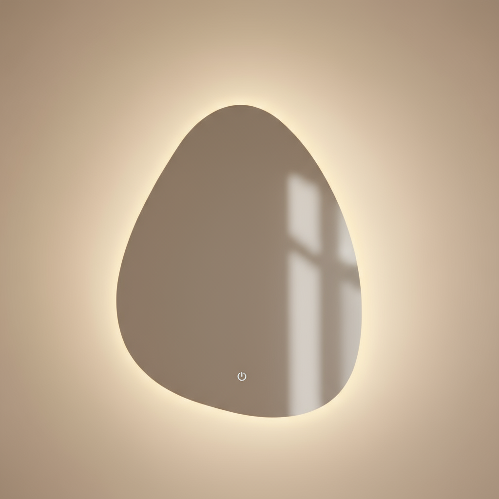 Irregular Wall Mount Touch Screen LED Vanity Mirror 50x70cm