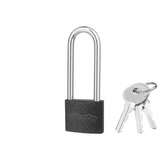 Wadfow long-shackle iron padlock with three keys on white