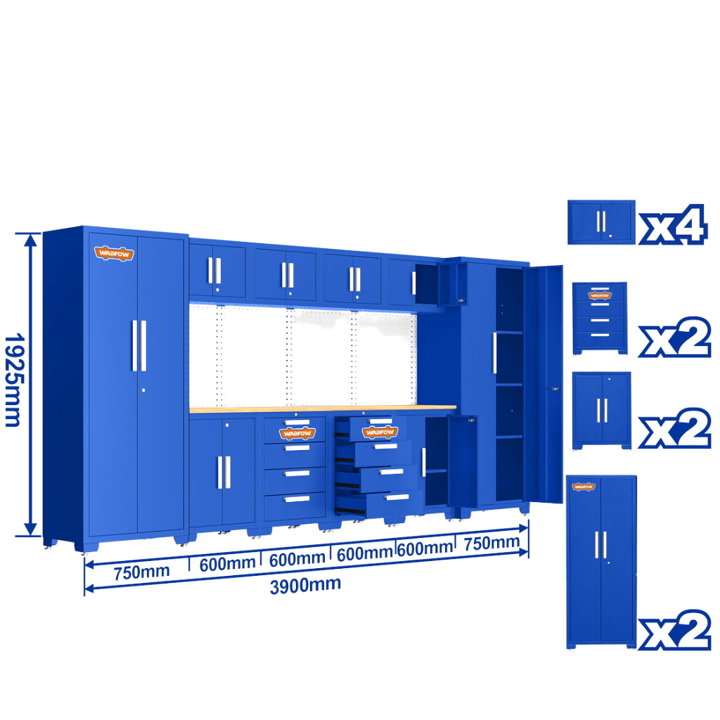 Wadfow Lifting & Workshop Equipment Wadfow 10-Piece Heavy-Duty Modular Garage Cabinet System - WCS3A10