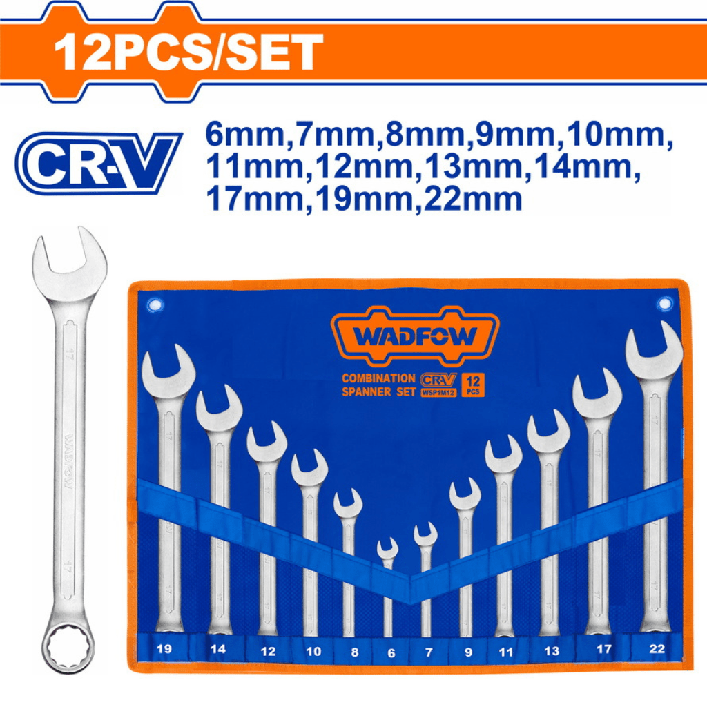 Wadfow Wrenches Wadfow 12-Piece Combination Spanner Set  6-22mm  -  WSP1M12