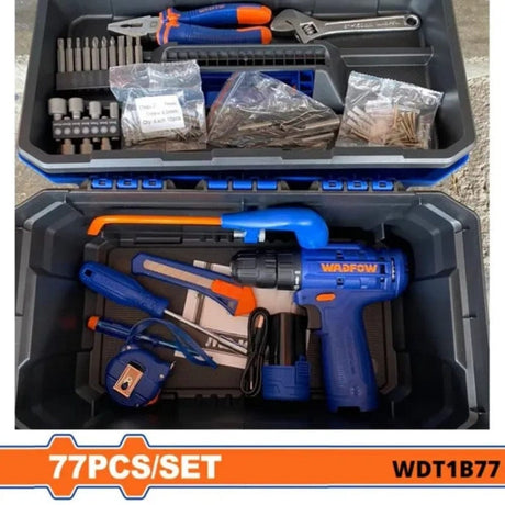 Wadfow Power Tool Combo Kit Wadfow 12V 77 Pieces Lithium-Ion Cordless Tools Set - WDT1B77