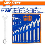 Wadfow Wrenches Wadfow 14 Pieces Combination Spanner Set 6-32mm - WSP1M14