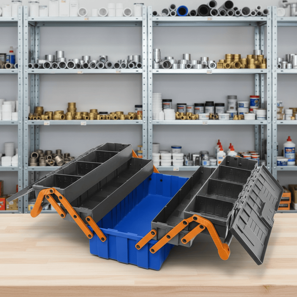 Wadfow Tool Boxes Bags & Belts Wadfow 18" Heavy-Duty 5-Tray Plastic Tool Box with Steel Handle - WTB4305