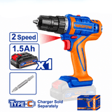 Wadfow Drill Wadfow 18V Brushless Cordless Drill 35Nm with 1.5Ah Battery - WCDP1825