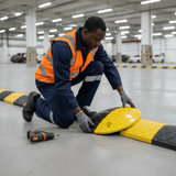 Wadfow Specialty Safety Equipment Wadfow 2-Piece Black and Yellow Rubber Speed Bump End Set - WYJ5A05