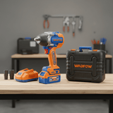 Wadfow Wrench Wadfow 20V Brushless Cordless Impact Wrench 1/2" Square Drive with 2 x 4.0Ah Batteries & Charger - WCD1B53
