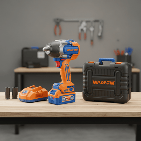 Wadfow Wrench Wadfow 20V Brushless Cordless Impact Wrench 1/2" Square Drive with 2 x 4.0Ah Batteries & Charger - WCD1B53