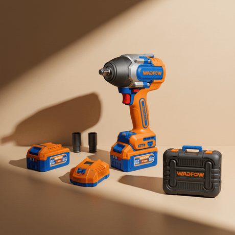 Wadfow Wrench Wadfow 20V Brushless Cordless Impact Wrench 1/2" Square Drive with 2 x 4.0Ah Batteries & Charger - WCD1B53