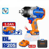 Wadfow Impact Wrench & Drivers Wadfow 20V Brushless Cordless Impact Wrench 1280Nm with 2 x 5.0Ah Batteries & Charger - WCD1B12856