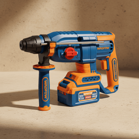 Wadfow Drill Wadfow 20V Brushless Cordless Rotary Hammer 2.5J with 2 x 4.0Ah Batteries, Charger & Accessories - WLM252682