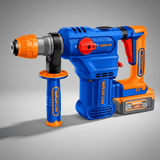 Wadfow Drill Wadfow 20V Brushless Cordless Rotary Hammer 4.5J with 2 x 4.0Ah Batteries, Charger & Accessories - WLM2B286