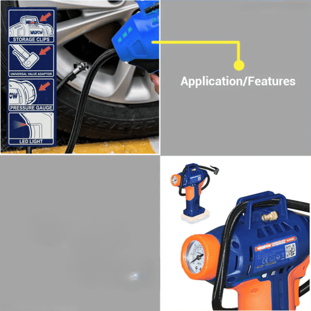 Wadfow Compressor & Air Tool Accessories Wadfow 20V Cordless Auto Air Compressor - WLN2520