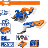 Wadfow Drill Wadfow 20V Cordless Brushless Circular Saw + Multi-Tool Combo - WOS240981