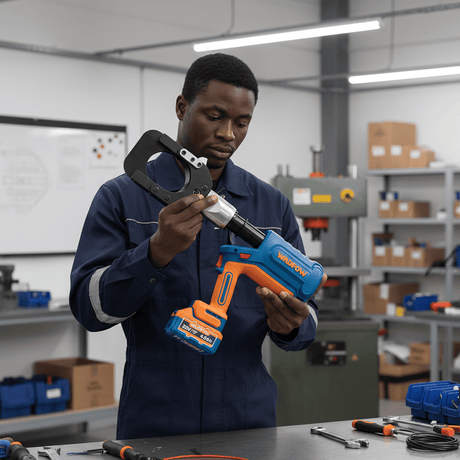 Wadfow Specialty Power Tool Wadfow 20V Cordless Hydraulic Cable Cutter 85mm 60kN with 2 x 4.0Ah Batteries & Charger - WCR2D85