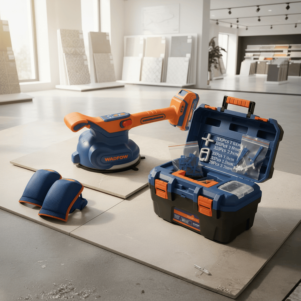 Wadfow Marble & Tile Cutters Wadfow 20V Cordless Tile Vibration Machine 130mm with 50kg Suction Capacity, 2.0Ah Battery & Charger - WTVM1D128