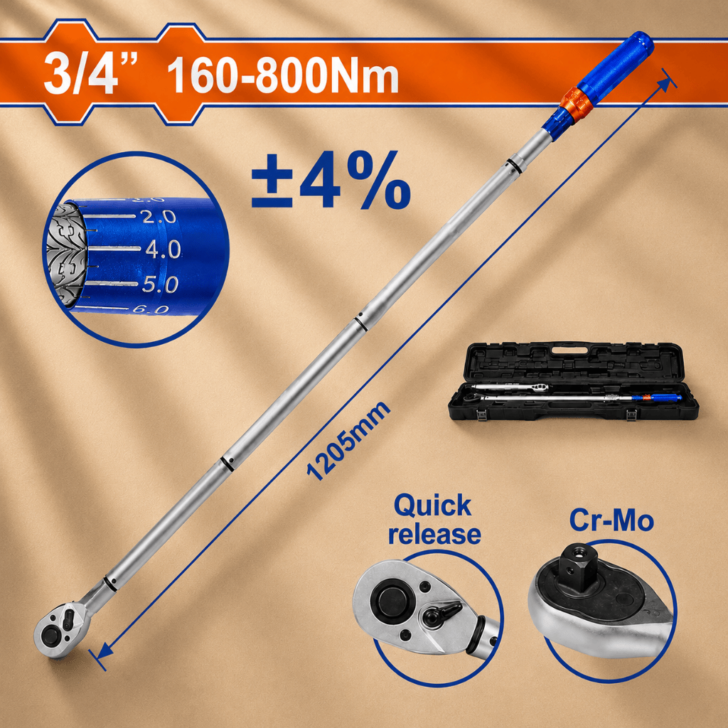 Wadfow Wrenches Wadfow 3/4” Preset Torque Wrench 1205mm - WWQ8D32