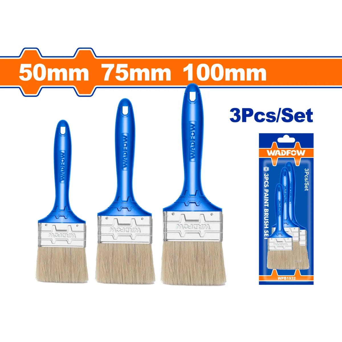 Wadfow Paint Tools & Equipment Wadfow 3 Pieces Paint Brush for Oil Based Paint with Plastic Handle - WPB1932