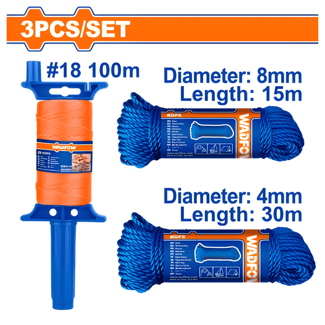 Wadfow Fasteners, Fixings & Load Securing Wadfow 3 Pieces Rope Set - WRZ6003