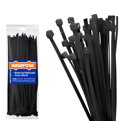 Wadfow Fasteners Wadfow 300mm Black Cable Ties - WTEB530048