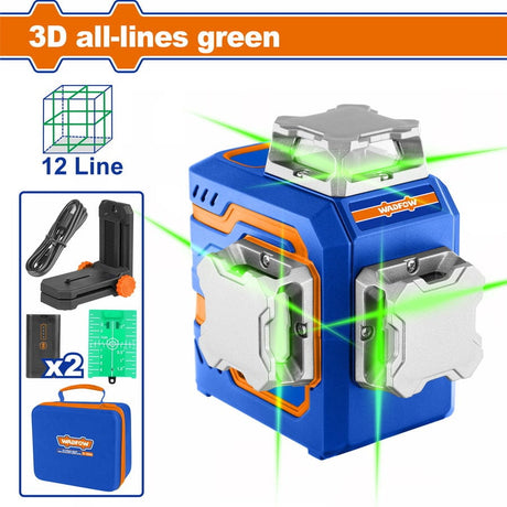 Wadfow Laser Measure Wadfow 3D Self-Leveling Line Green Laser Beams 30m - WLE2M12