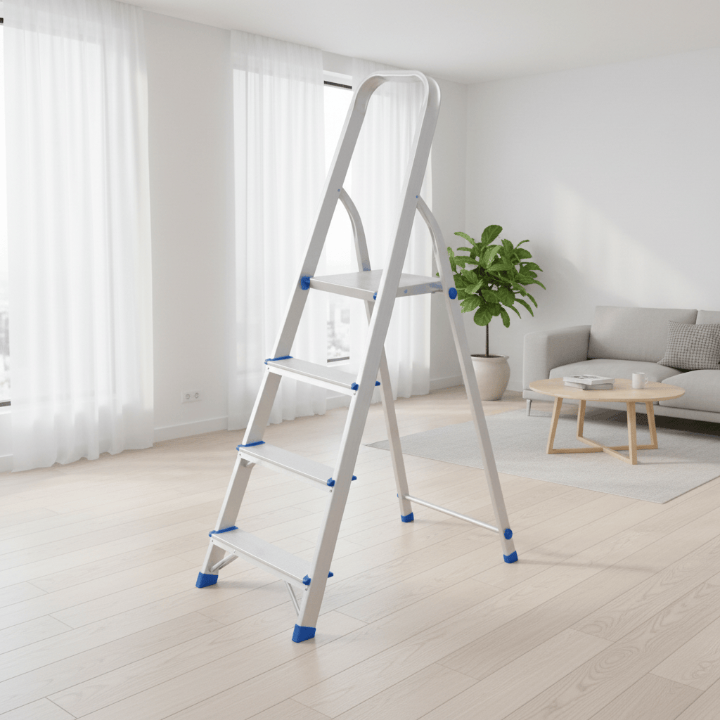 Wadfow Ladder & Access Equipment Wadfow 4-Step Aluminium Household Ladder with 120kg Max Load - WLD3H04