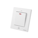Wadfow Switches & Sockets Wadfow 45A White One Gang Wall Switch - WSWA953A