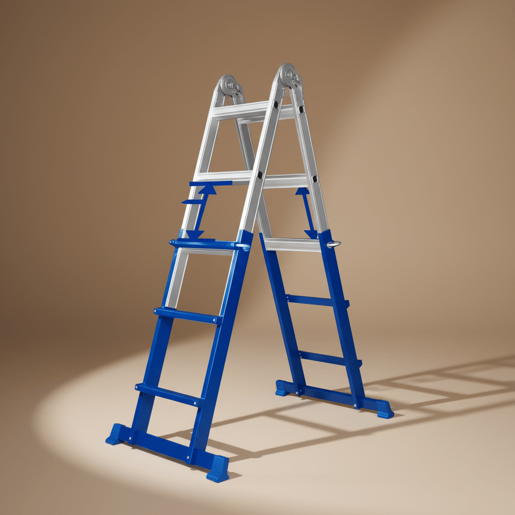 Wadfow Ladder & Access Equipment Wadfow 4x3 Steps Multi-Purpose Steel & Aluminium Ladder with 150kg Max Load - WLD7H12