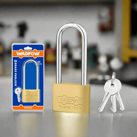 Wadfow Padlocks & Accessories Wadfow 50mm Long Shackle Brass Padlock - WPD2450
