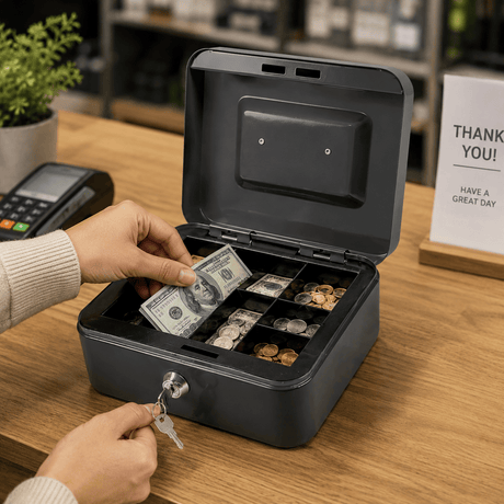 Wadfow Tool Chests & Cabinets Wadfow 6.5L Cash Box with 5 Compartments and Key Lock - WQQX2H05