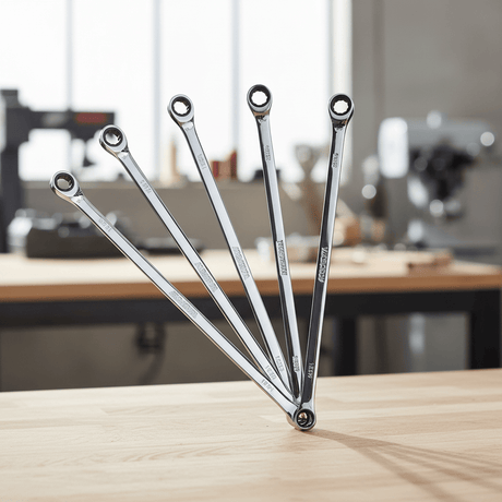 Wadfow Wrenches Wadfow 6-Piece Extra-Long Double Ring Ratchet Wrench Set - WFR8406