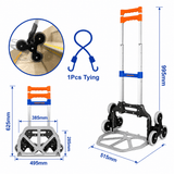 Wadfow Lifting & Workshop Equipment Wadfow 60kg Aluminium 6-Wheel Stair-Climbing Foldable Hand Truck with Elastic Bungee Cord - WWB6A06
