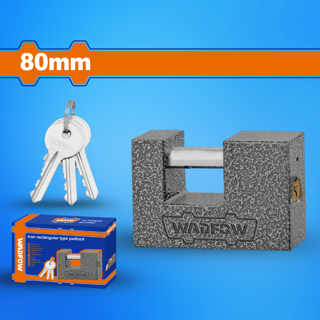 Wadfow Padlocks & Accessories Wadfow 80mm Rectangular Type Iron Padlock - WPD7580