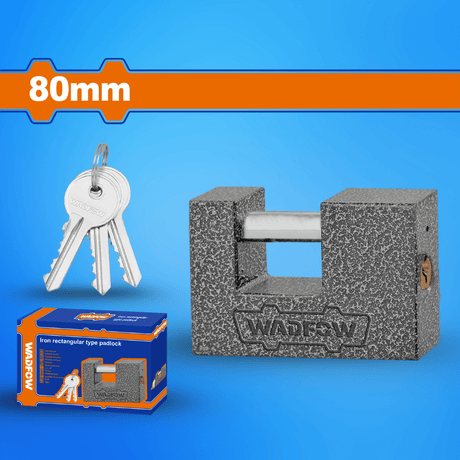 Wadfow Padlocks & Accessories Wadfow 80mm Rectangular Type Iron Padlock - WPD7580