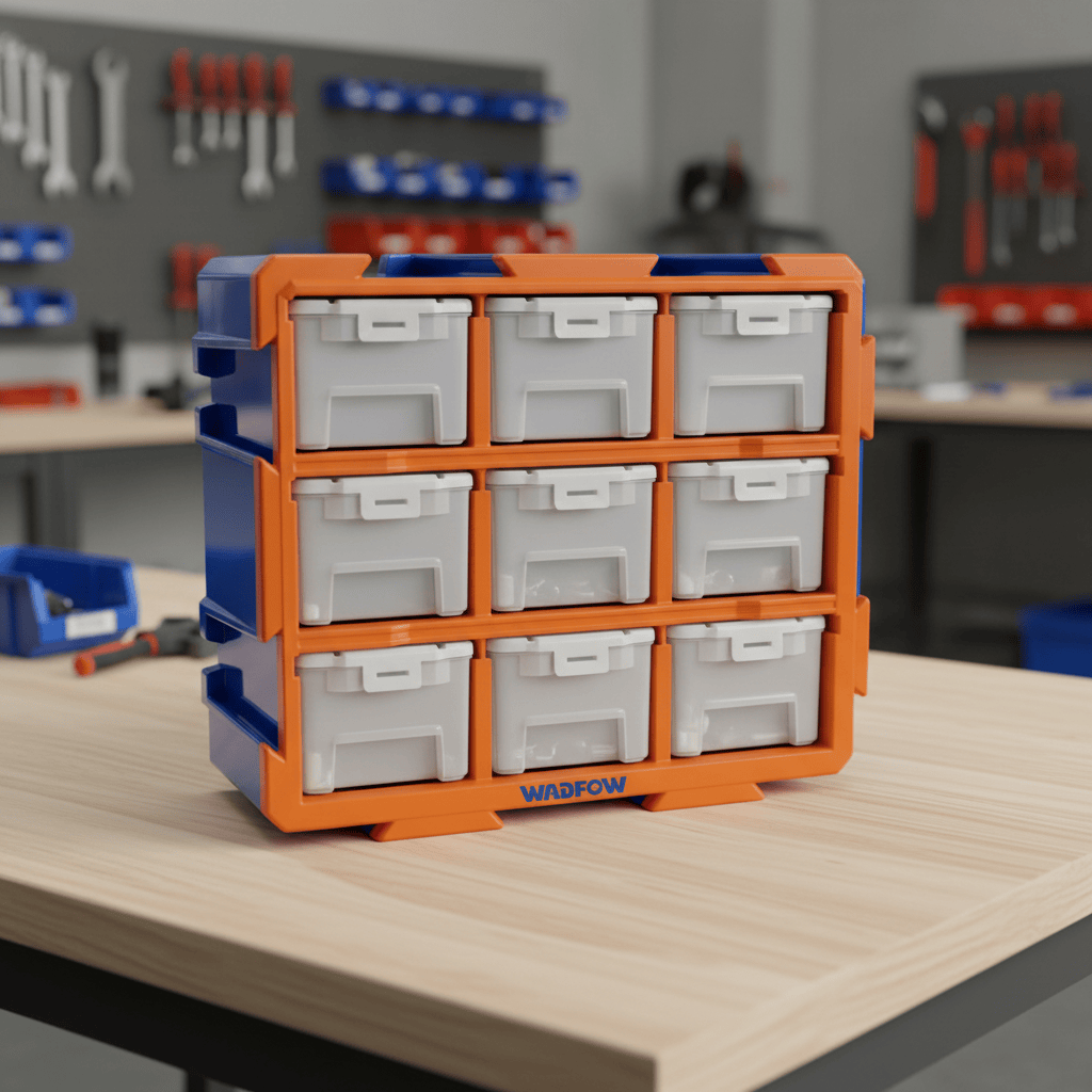 Wadfow Tool Boxes Bags & Belts Wadfow 9-Bin Modular Storage Tower 380 x 155 x 320mm - WTB8331