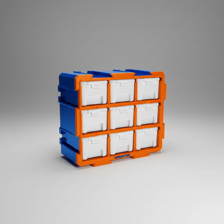 Wadfow Tool Boxes Bags & Belts Wadfow 9-Bin Modular Storage Tower 380 x 155 x 320mm - WTB8331
