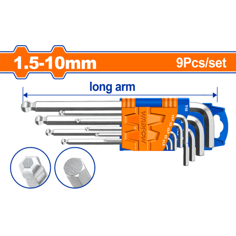 Wadfow Sockets & Hex Keys Wadfow 9 Pieces Hex Key Set - WHK1292